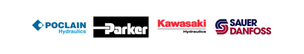 Logos Poclain Hydraulics, Parker, Kawasaki Hydraulics et Sauer Danfoss, composants hydrauliques pris en charge en réparation par EDHD
