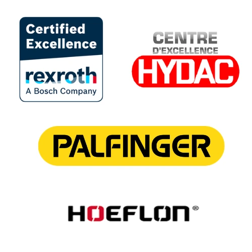 Certifications et partenaires industriels EDHD Certifications et partenariats industriels EDHD : Rexroth Certified Excellence, Centre d’Excellence HYDAC, Palfinger et Hoeflon.